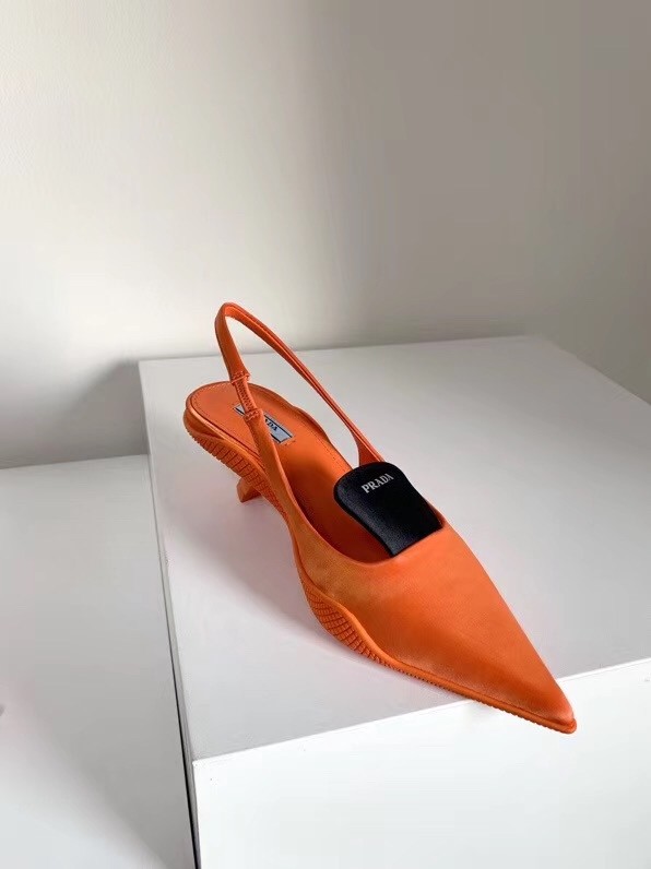 Pra*a gabardine slingback pumps in orange nylon