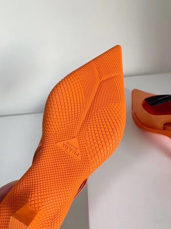 Pra*a gabardine slingback pumps in orange nylon