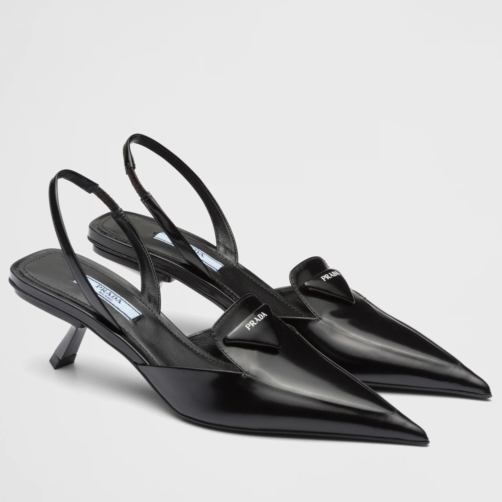 Pra*a slingback pumps 55mm in black brushed leather