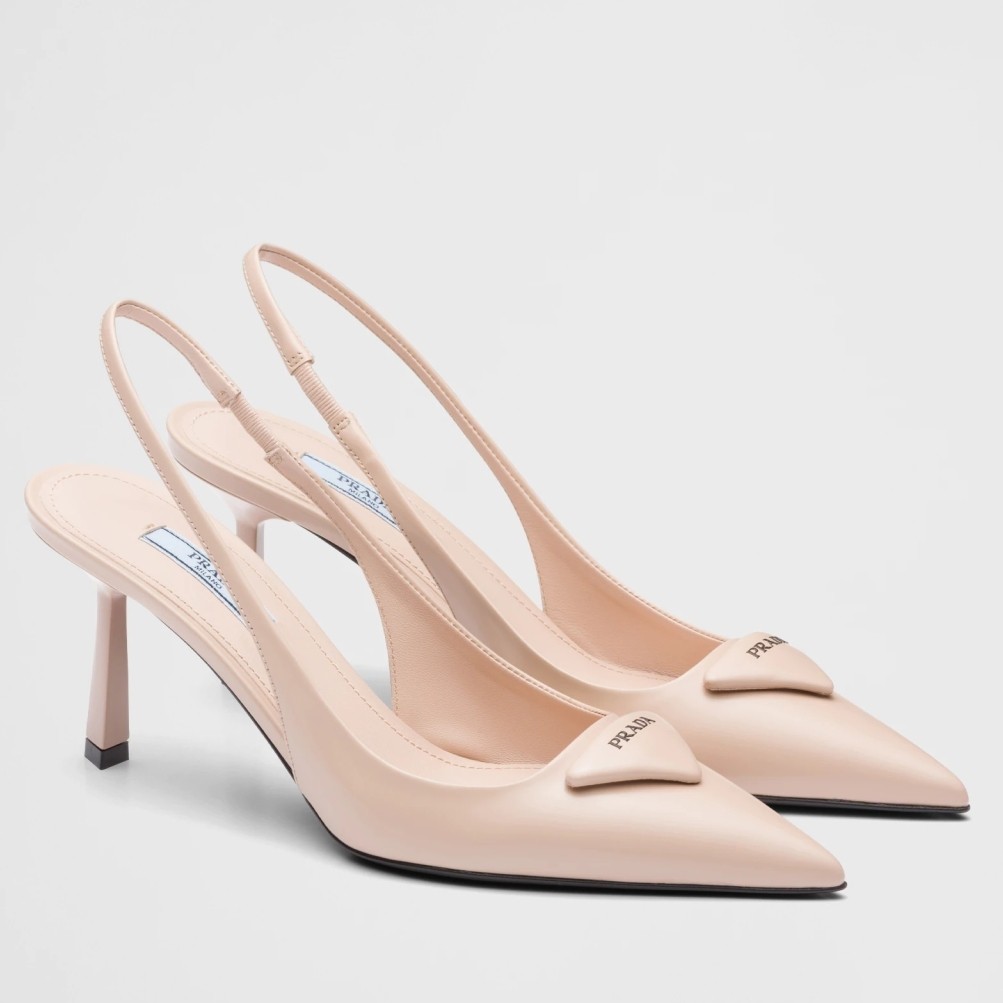 Pra*a slingback pumps 75mm in powder brushed leather