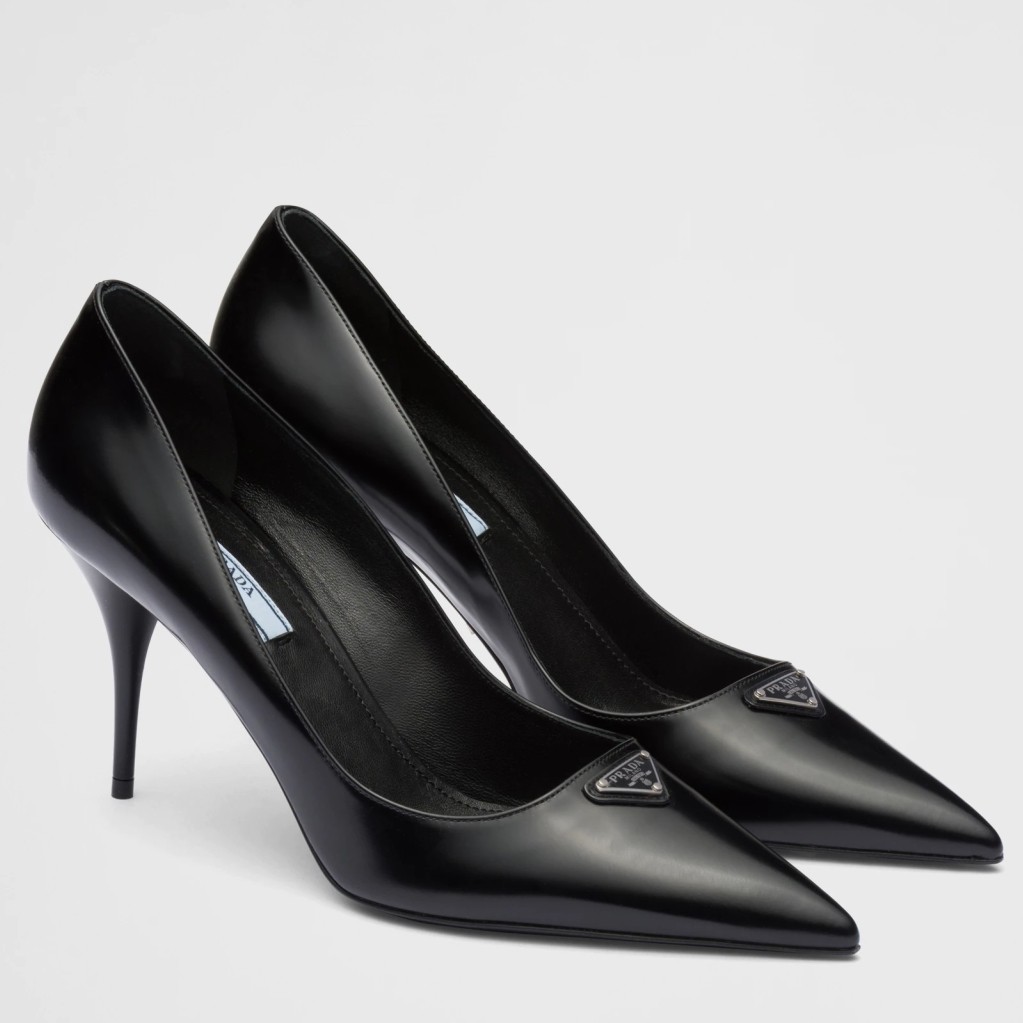 Pra*a pumps 85mm in black brushed leather