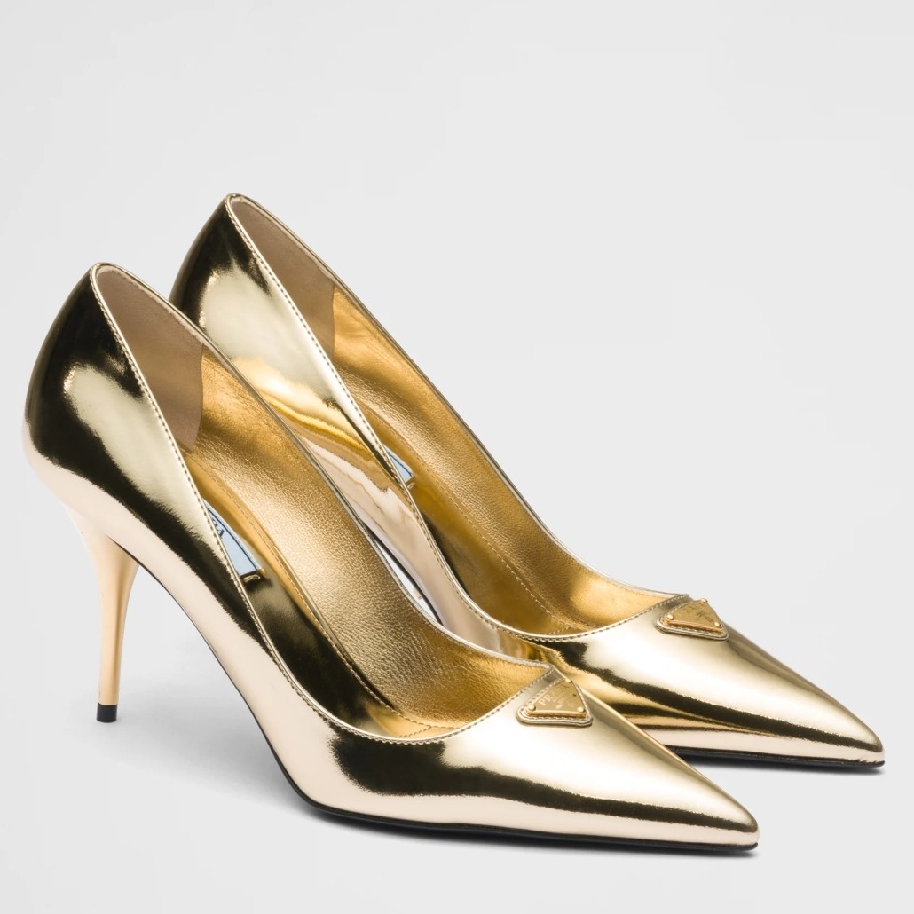 Pra*a pumps 85mm in gold metallic leather