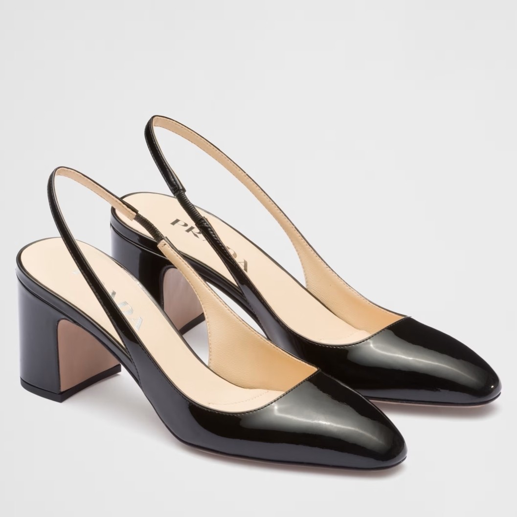 Pra*a slingbacks pumps 65mm in black patent leather