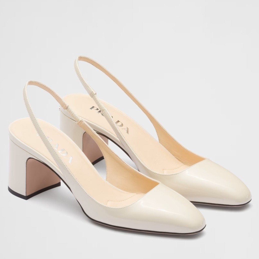 Pra*a slingbacks pumps 65mm in white patent leather