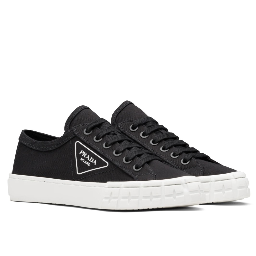 Pra*a black gabardine fabric sneakers