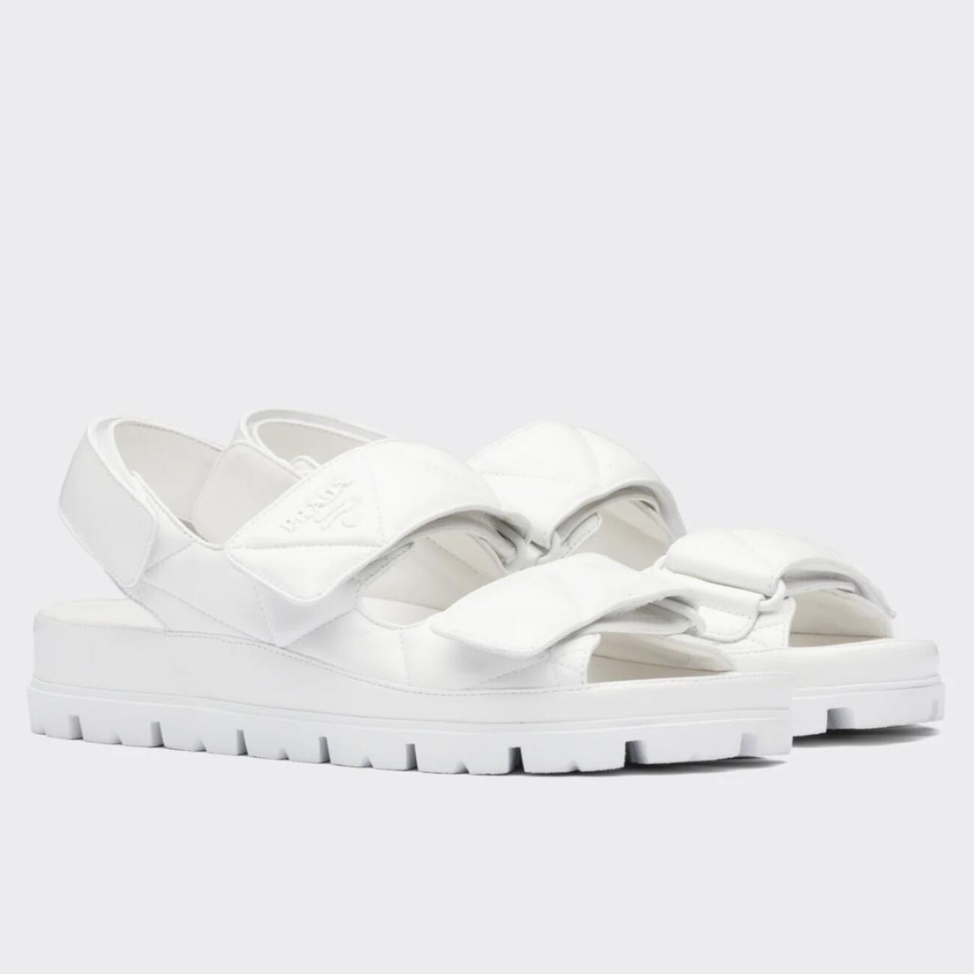 Pra*a padded sandals in white nappa leather