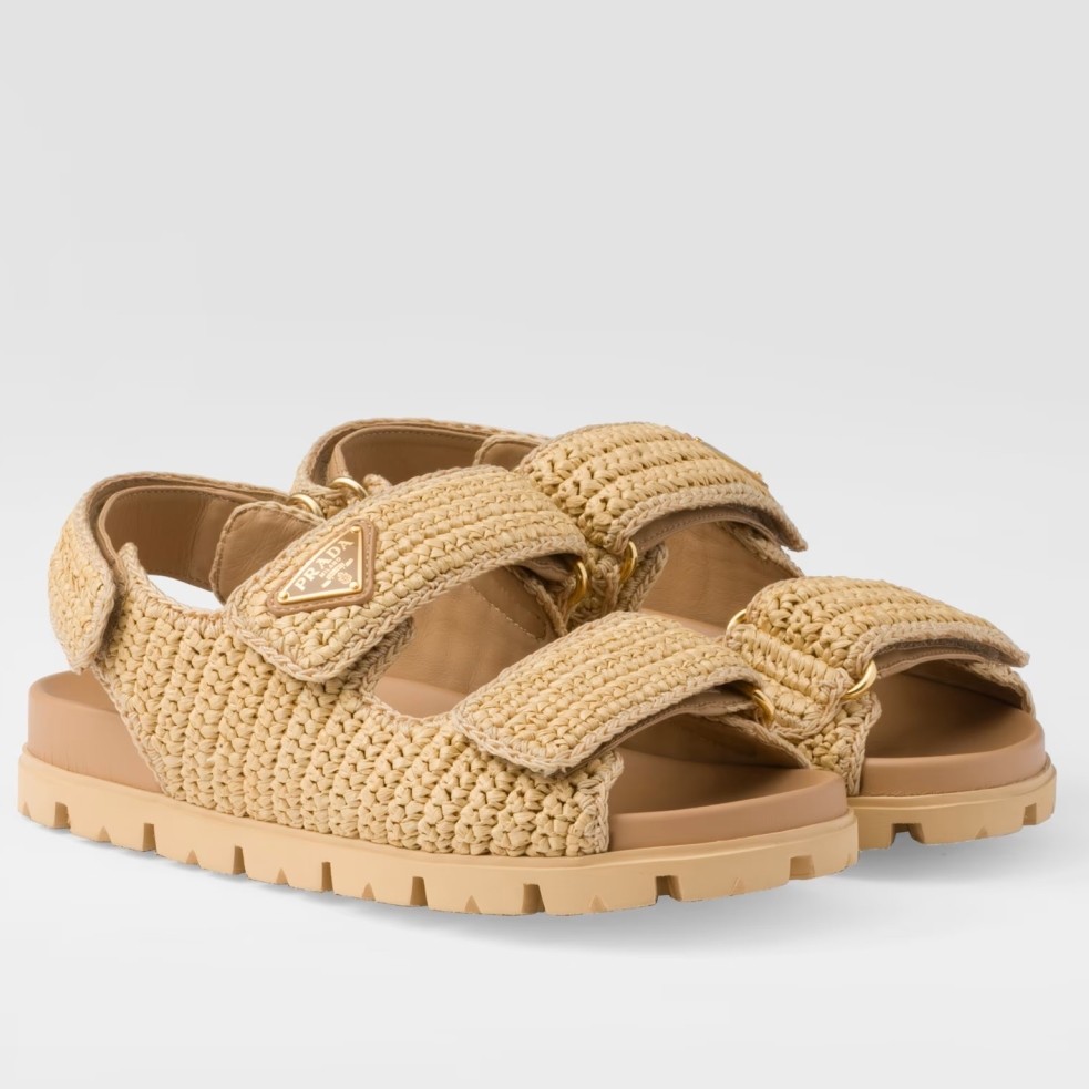Pra*a women''s crochet sandals in natural raffia