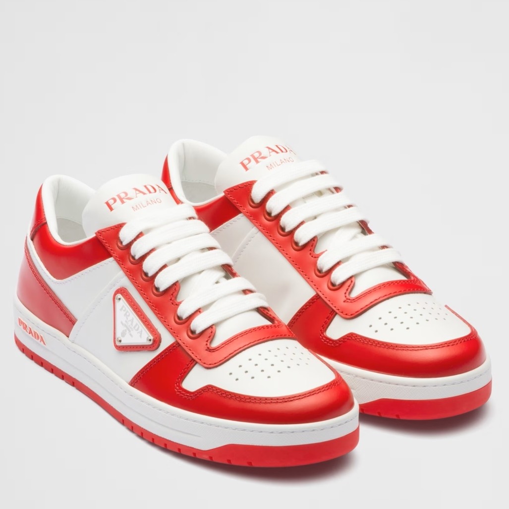 Pra*a downtown sneakers in white and red calfskin
