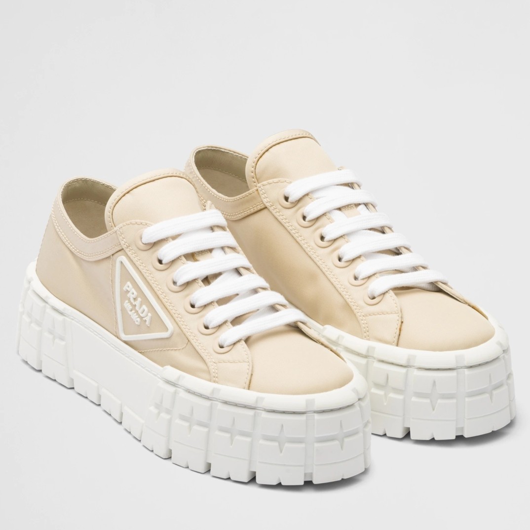 Pra*a double wheel sneakers in beige nylon gabardine