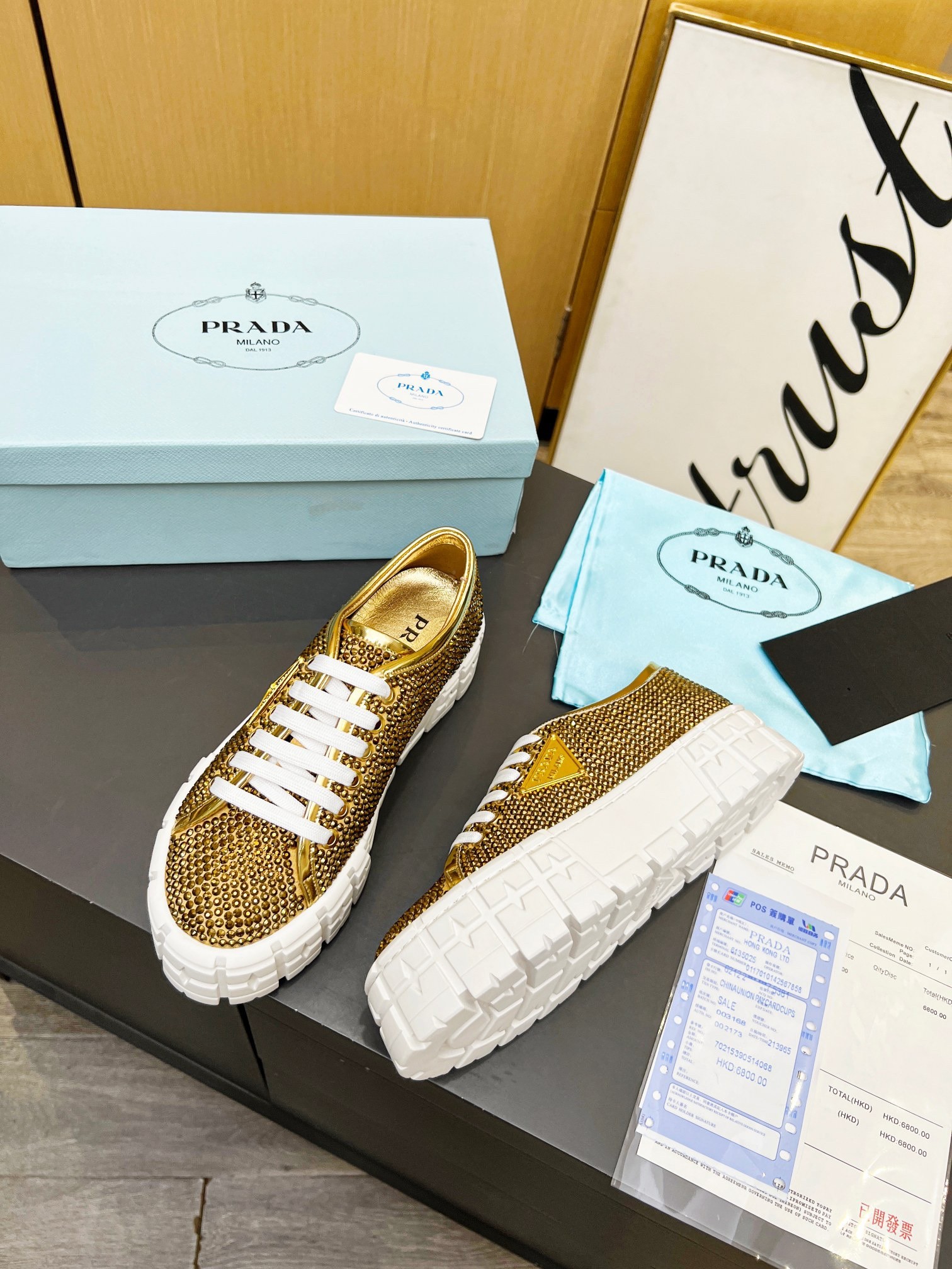 Pra*a double wheel sneakers in satin with crystals
