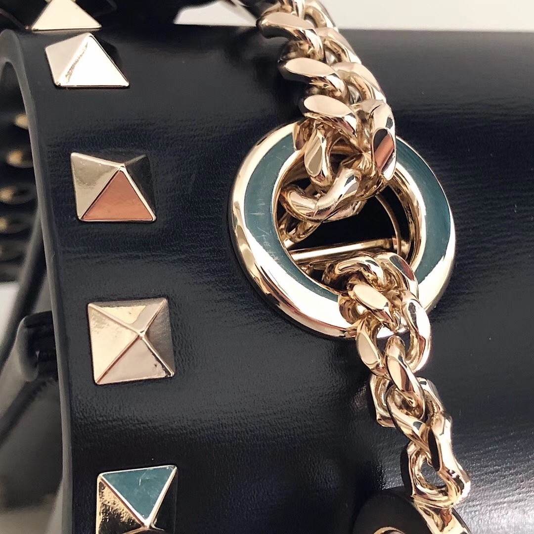 Valentino Rockstud Crossbody Bag In Black Calfskin