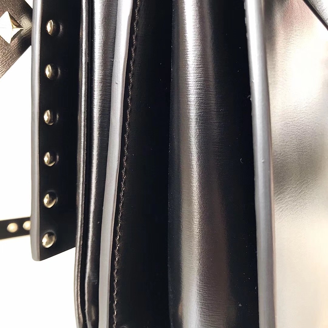 Valentino Rockstud Crossbody Bag In Black Calfskin