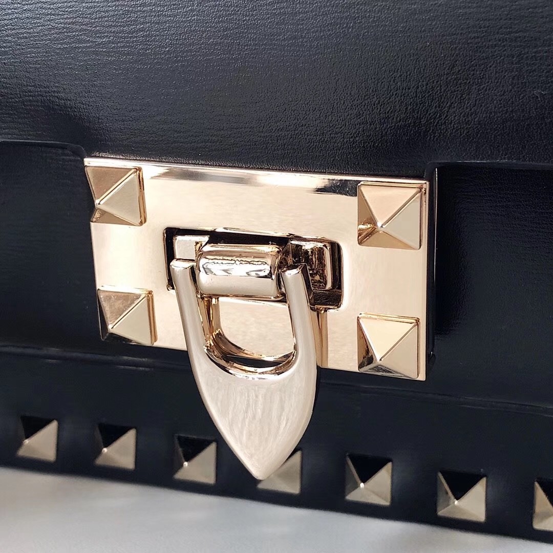 Valentino Rockstud Crossbody Bag In Black Calfskin