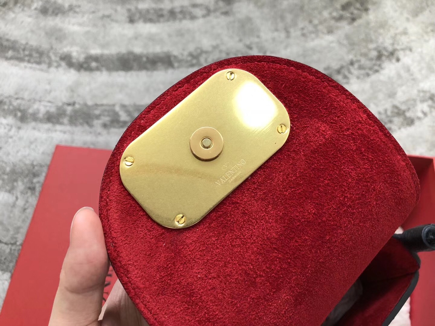 Valentino Small Vring Crossbody Bag In Black Goatskin