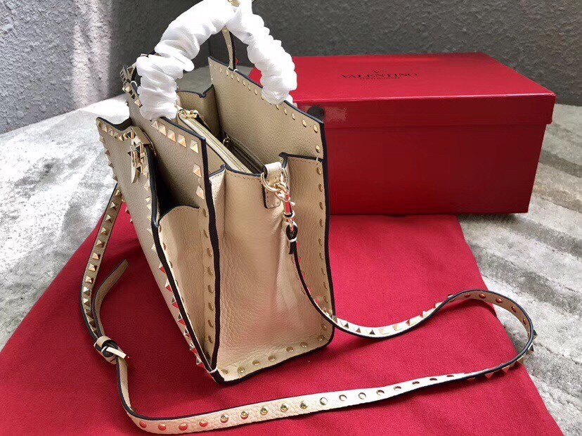 Valentino White Small Rockstud Top Handle Bag