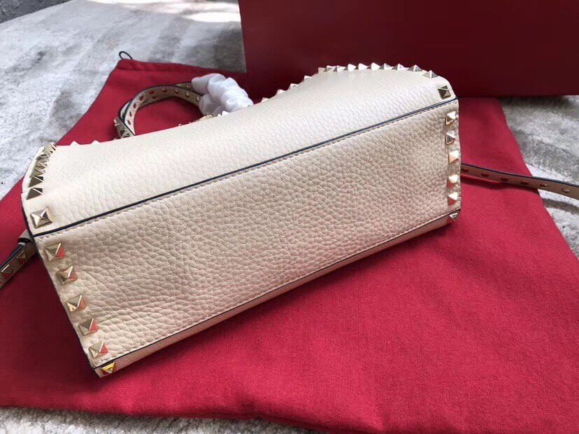 Valentino White Small Rockstud Top Handle Bag