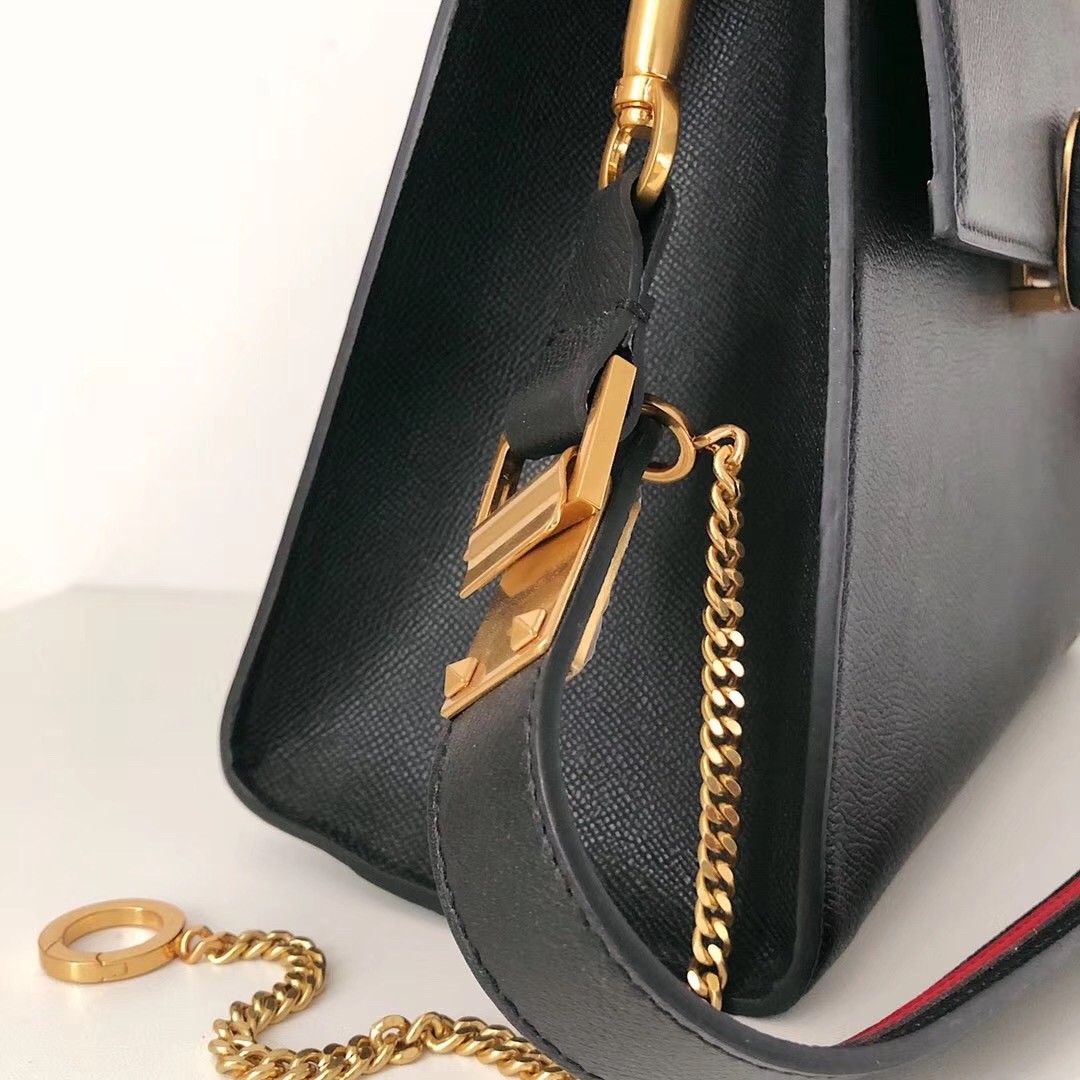 Valentino Vsling Handbag In Black Grainy Calfskin