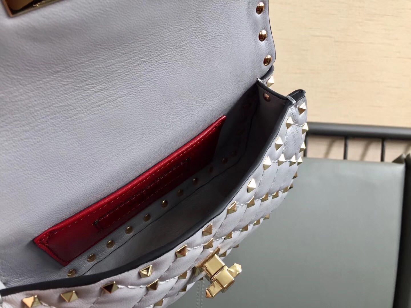 Valentino Rockstud Spike Small Bag In Pale Blue Lambskin
