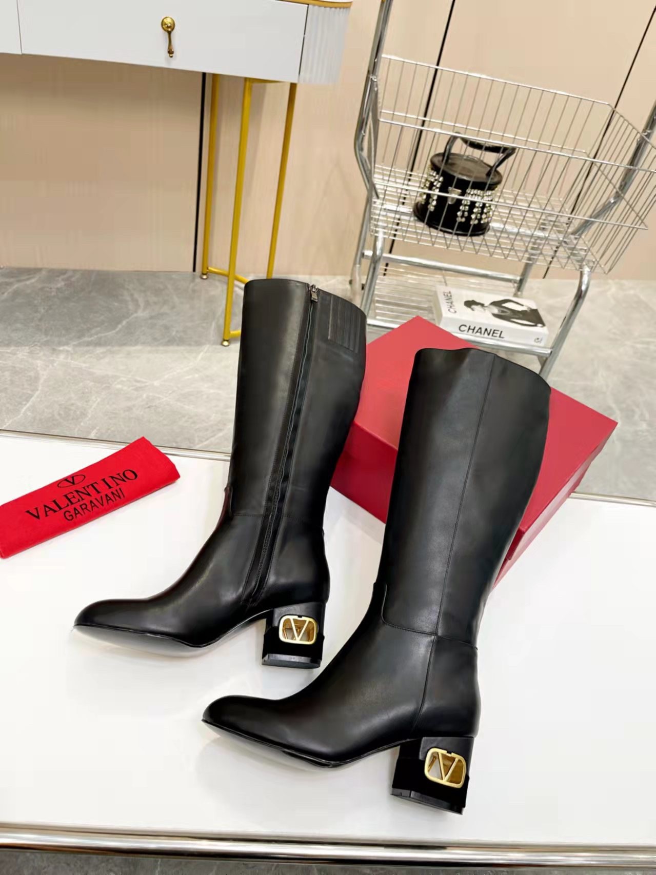 Valentino Heritage Boots 60mm In Black Calfskin Leather