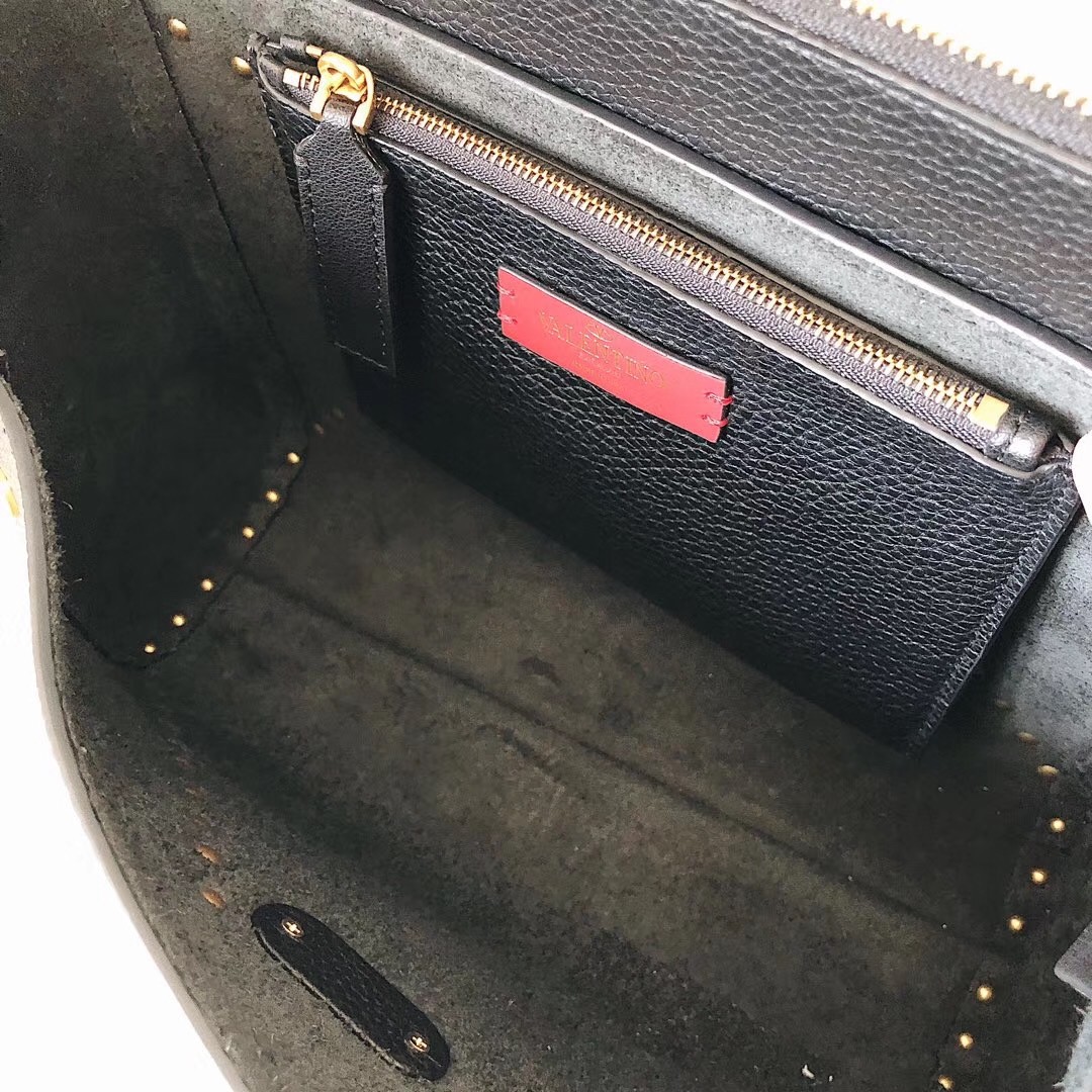 Valentino Rockstud Hype Bag In Black Grained Calfskin