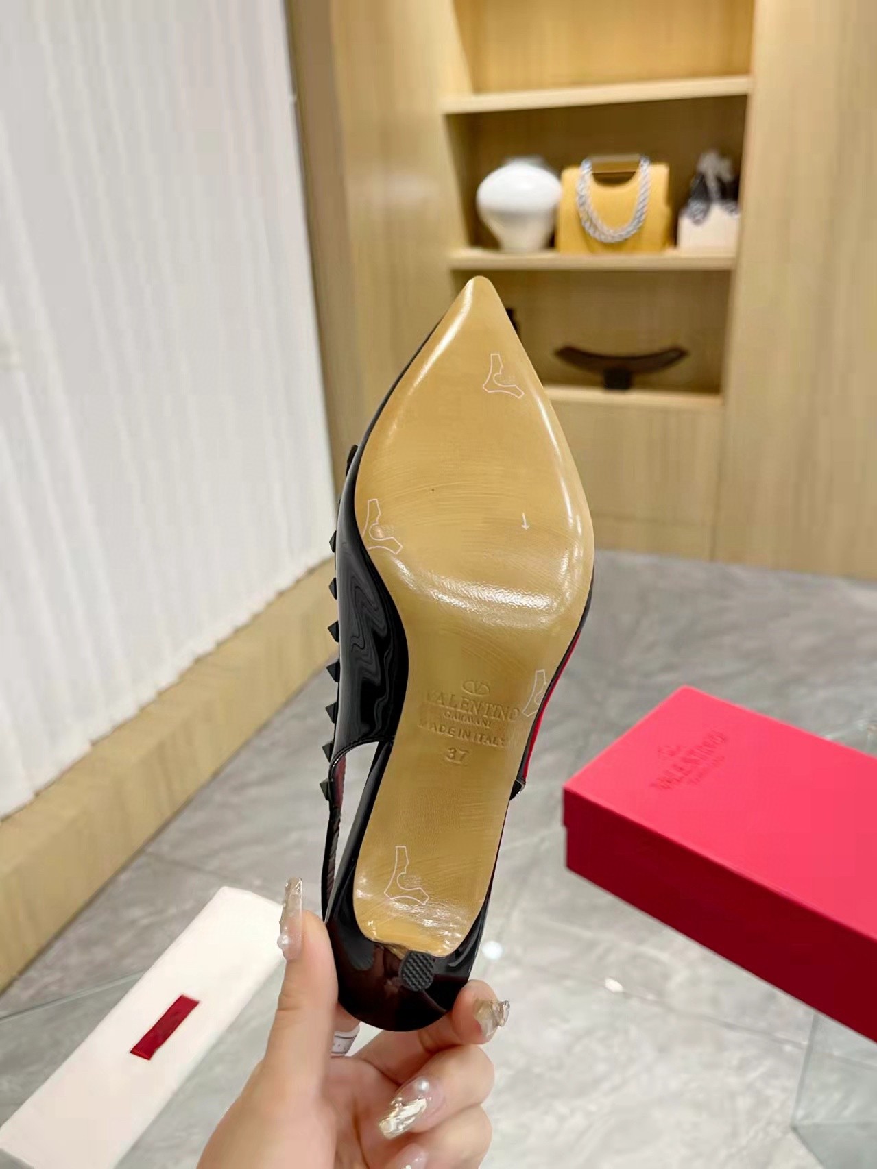 Valentino Rockstud Bow Slingback Pumps 60mm in Black Patent Leather