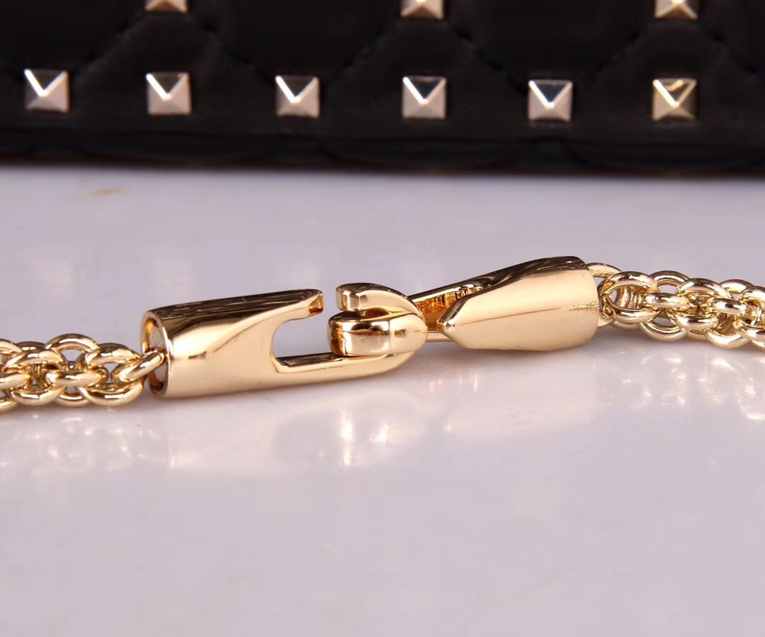 Valentino Black Large Free Rockstud Spike Chain Bag