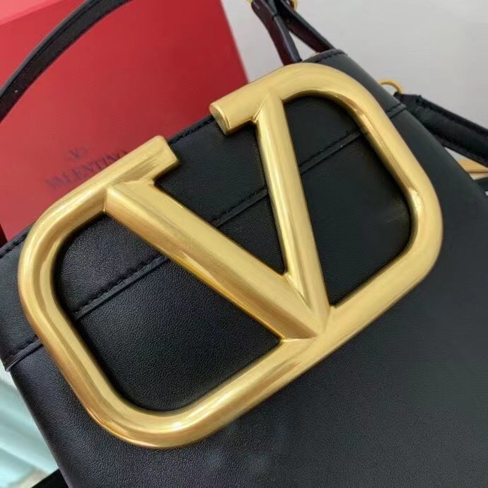 valentino S*pervee top handle bag in black calfskin