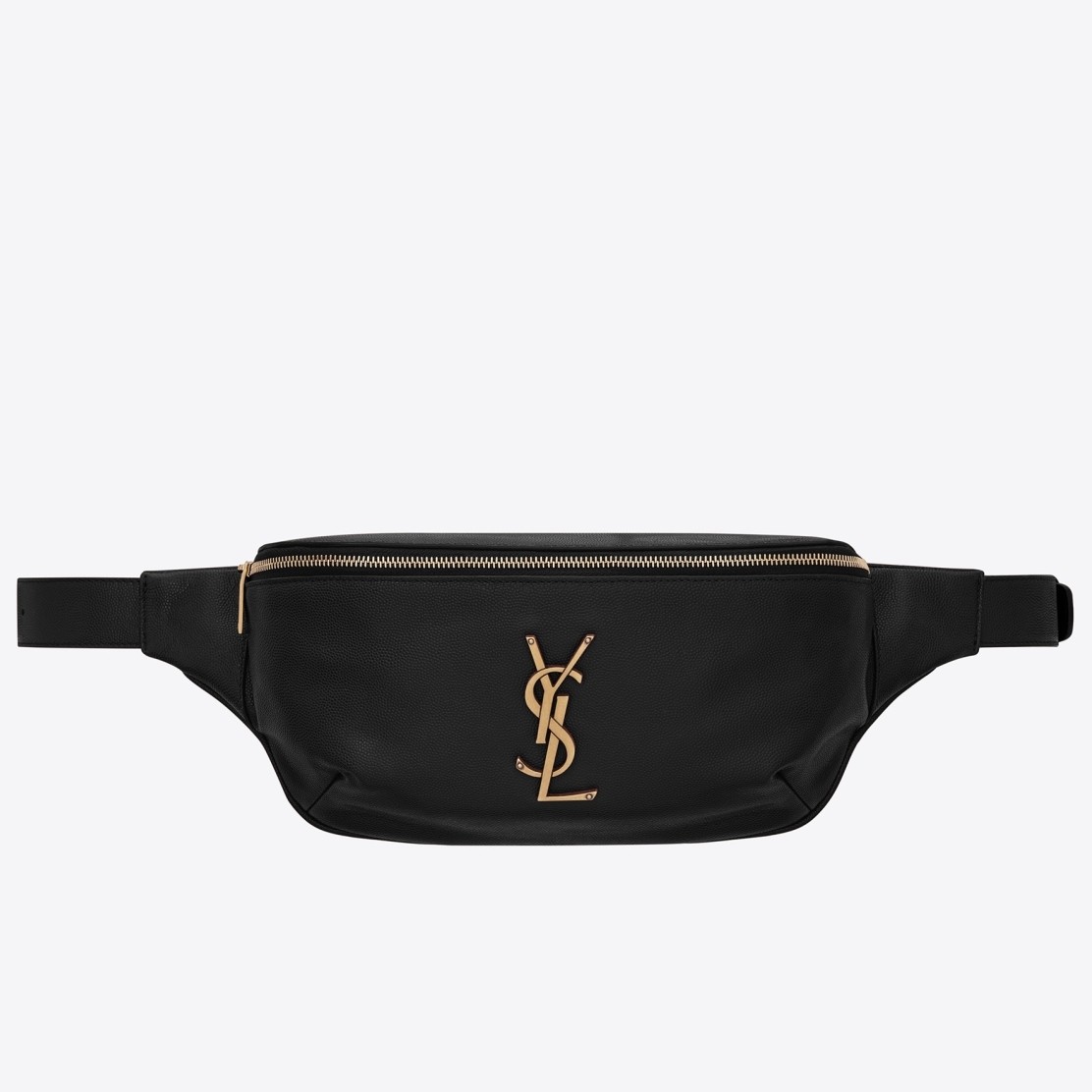 Sa**t Lau*nt classic monogram belt bag in black grained leather