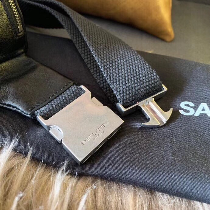 Sa**t Lau*nt classic belt bag in soft black leather