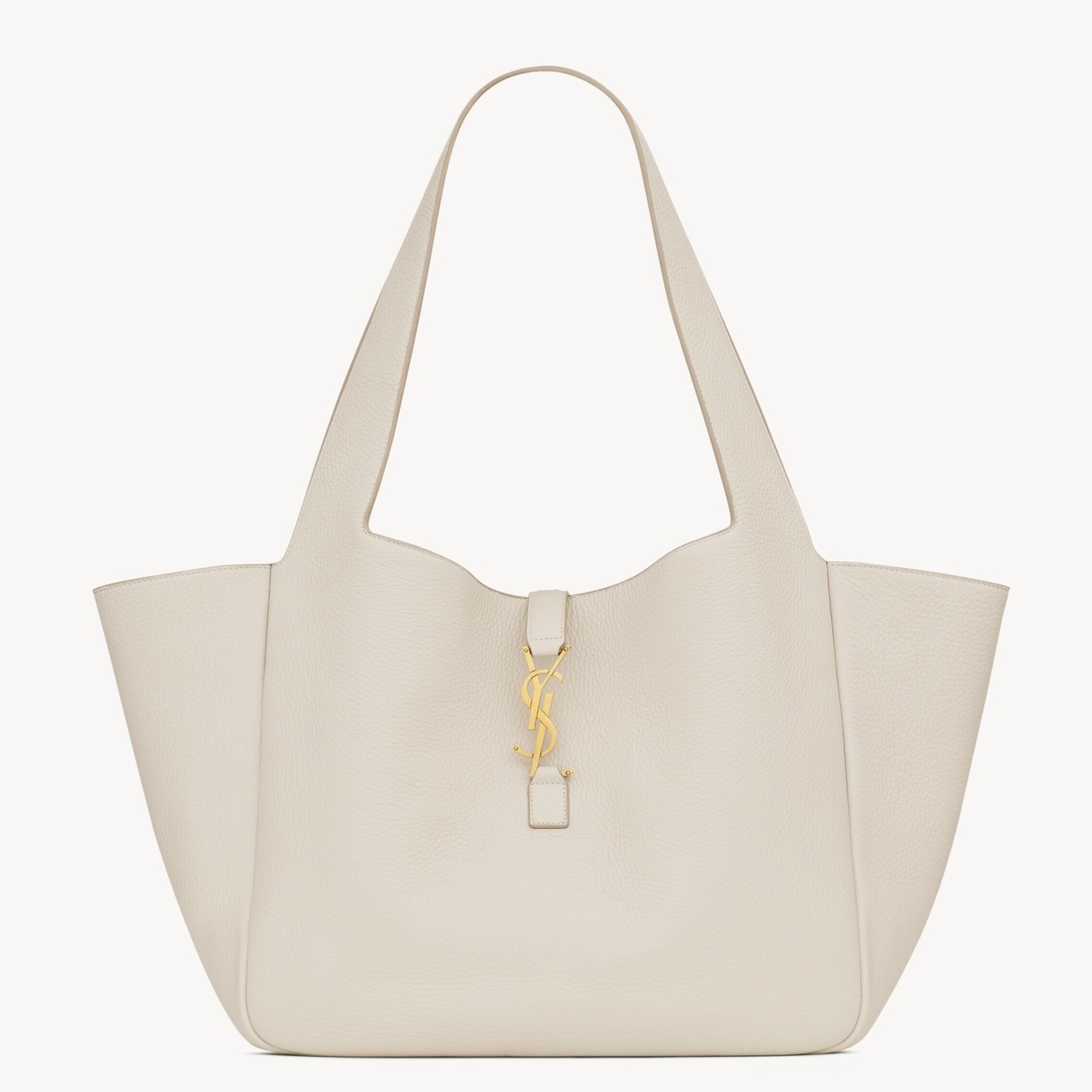 Sa**t Lau*nt le 5 a 7 bea tote bag in white grained leather
