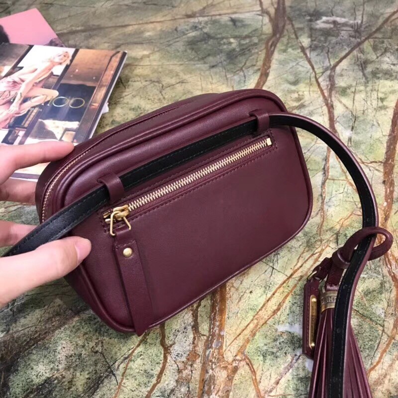 Sa**t Lau*nt lou belt bag in burgundy calfskin