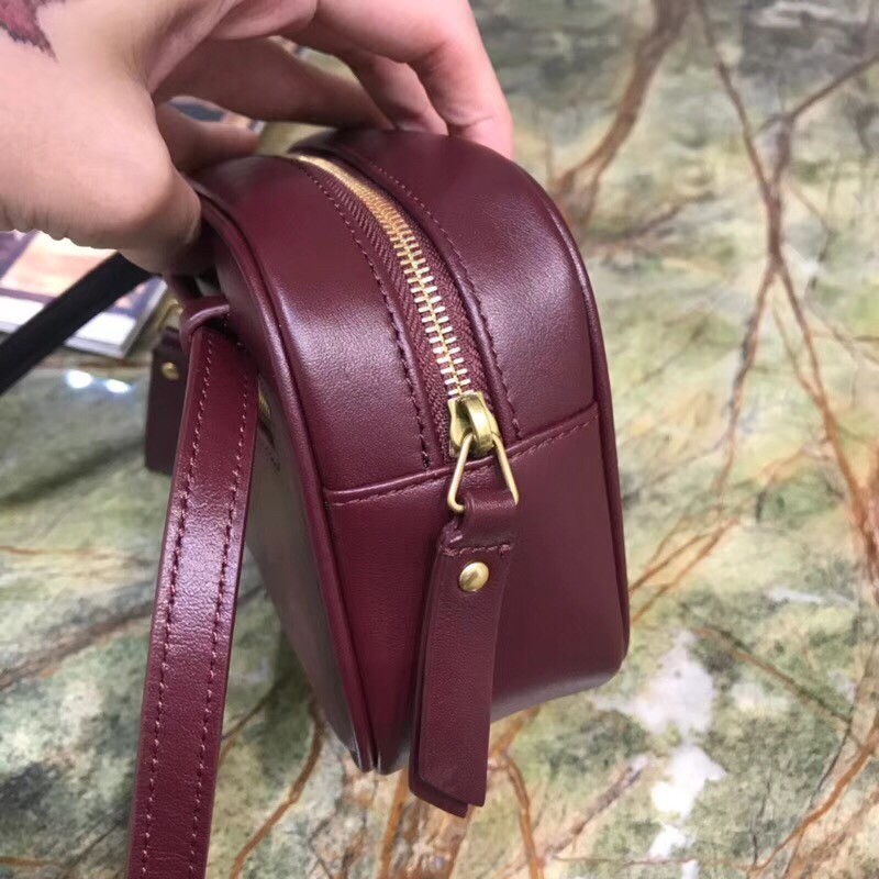 Sa**t Lau*nt lou belt bag in burgundy calfskin