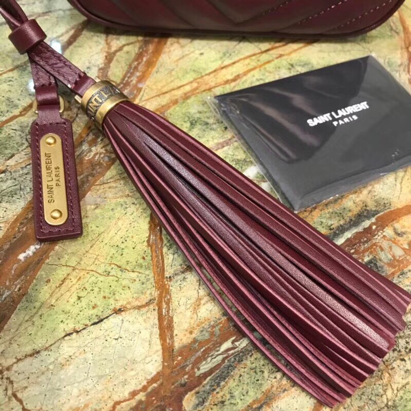 Sa**t Lau*nt lou belt bag in burgundy calfskin