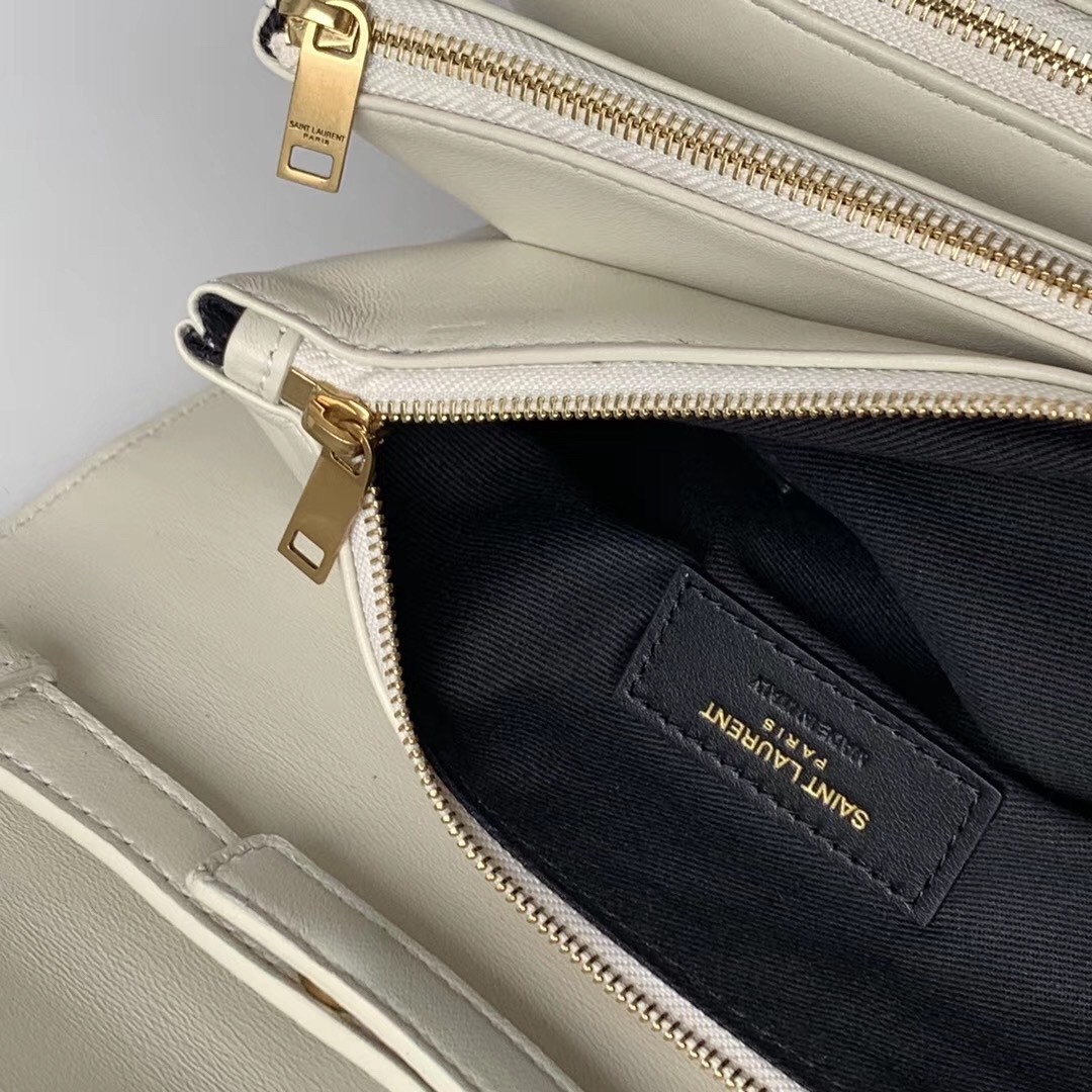 Sa**t Lau*nt angie chain bag in white diamond lambskin