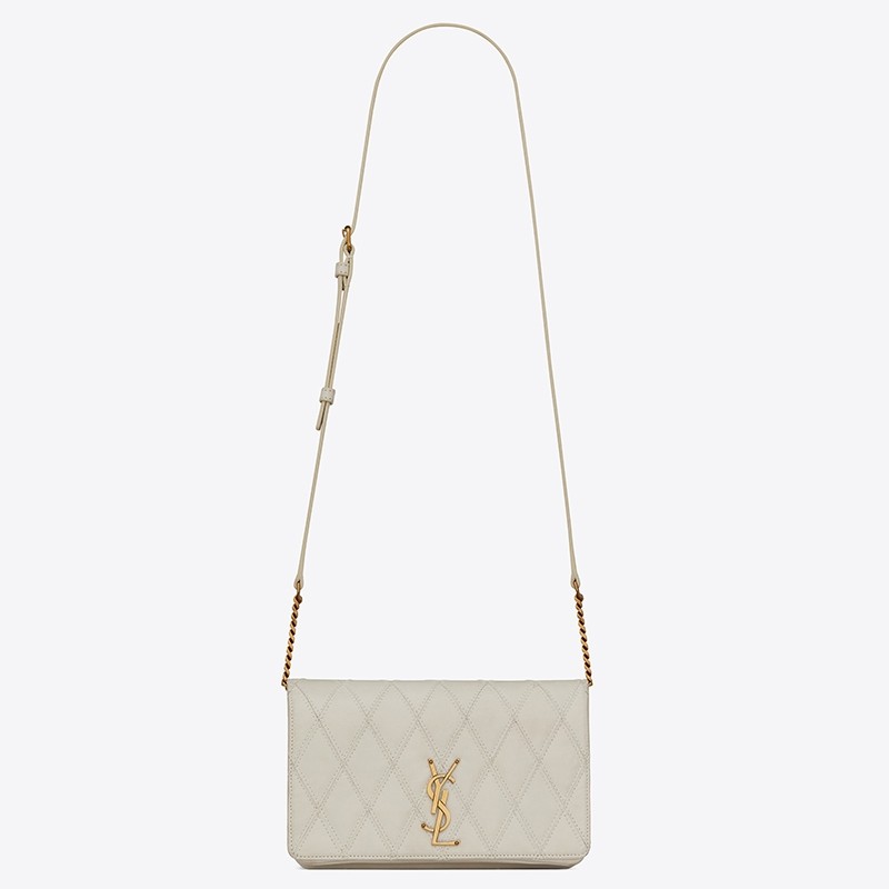 Sa**t Lau*nt angie chain bag in white diamond lambskin