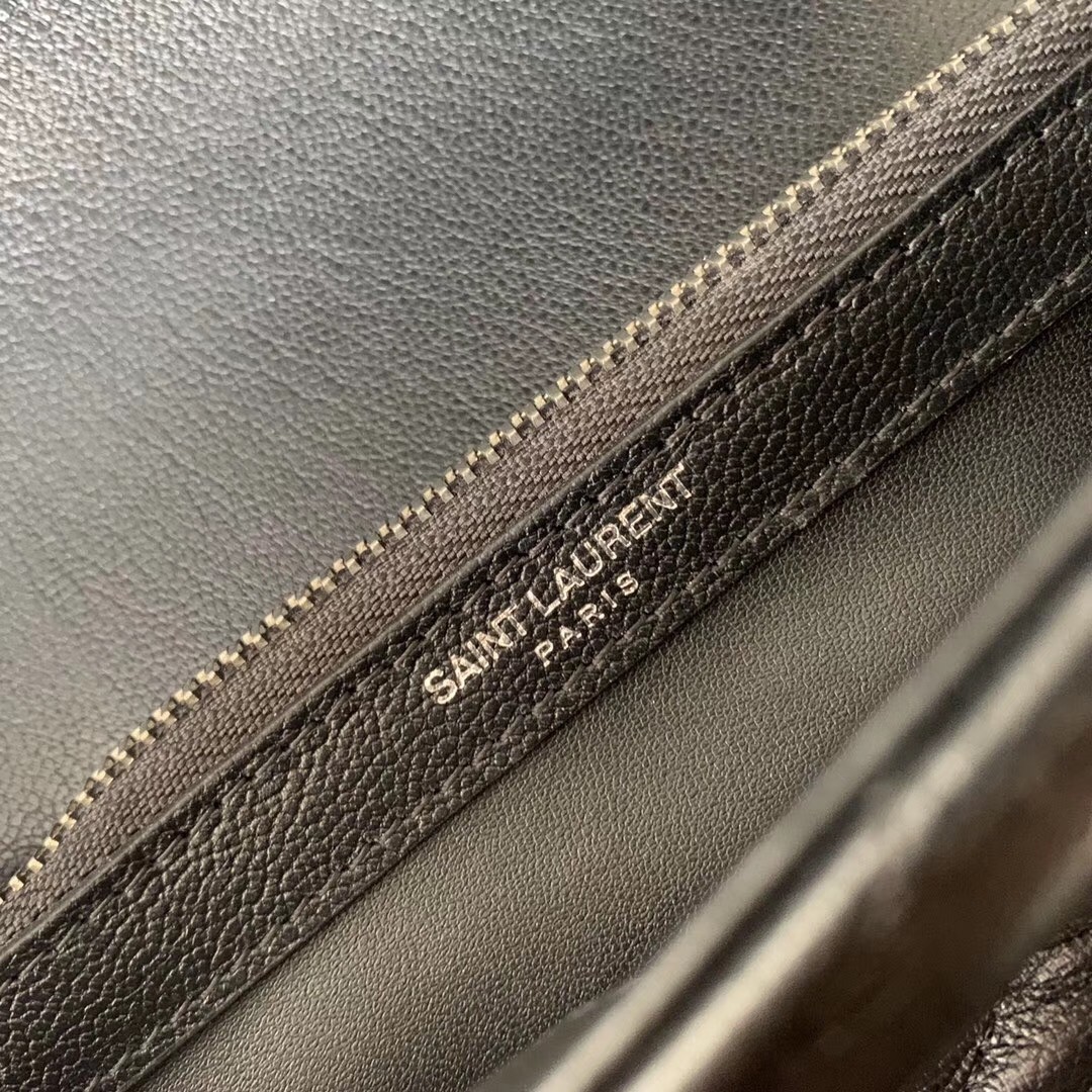 Sa**t Lau*nt college medium all black matelasse leather bag