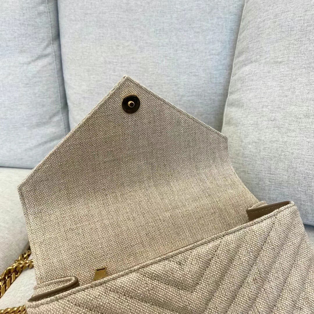Sa**t Lau*nt college medium bag in linen canvas