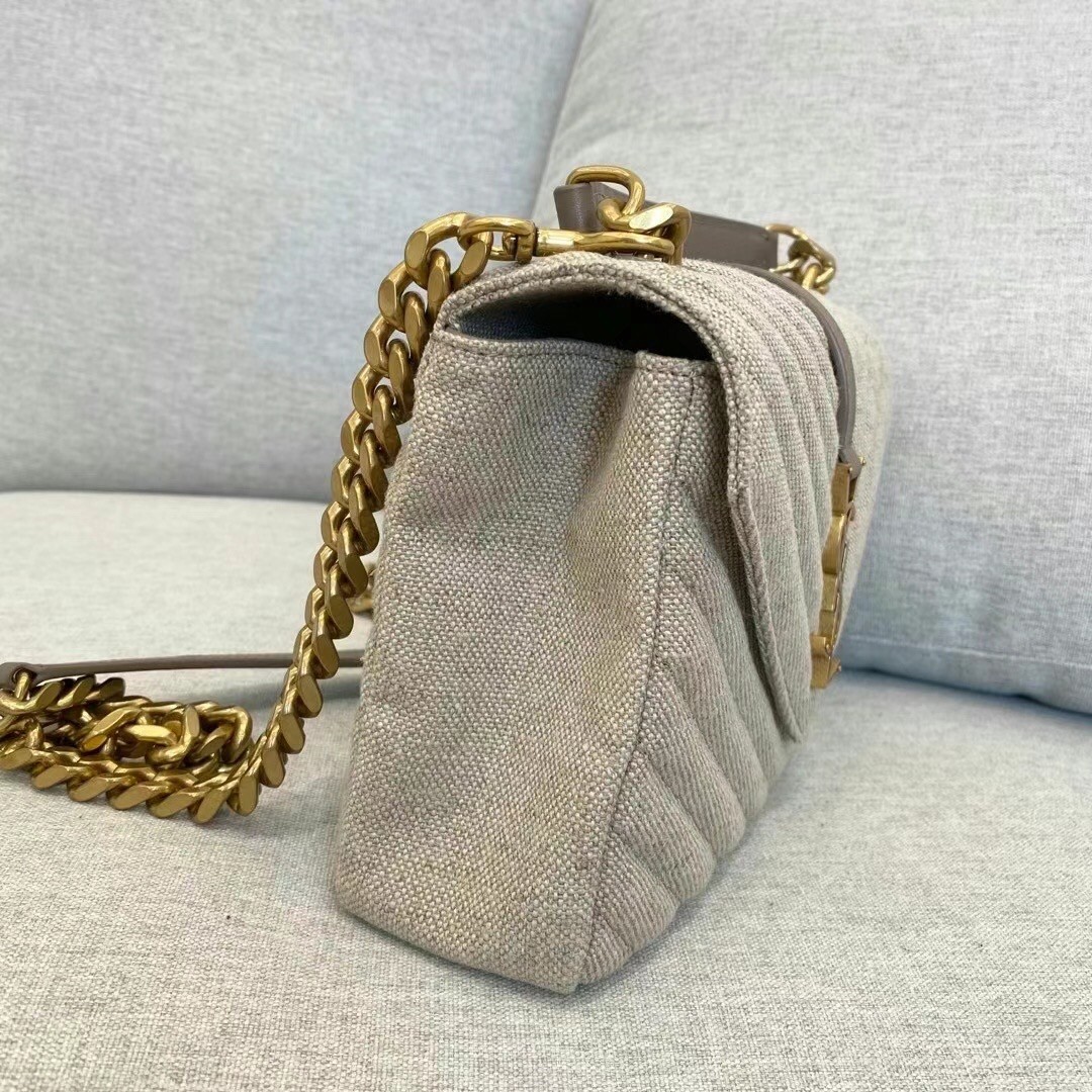 Sa**t Lau*nt college medium bag in linen canvas
