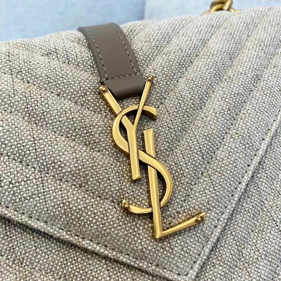 Sa**t Lau*nt college medium bag in linen canvas