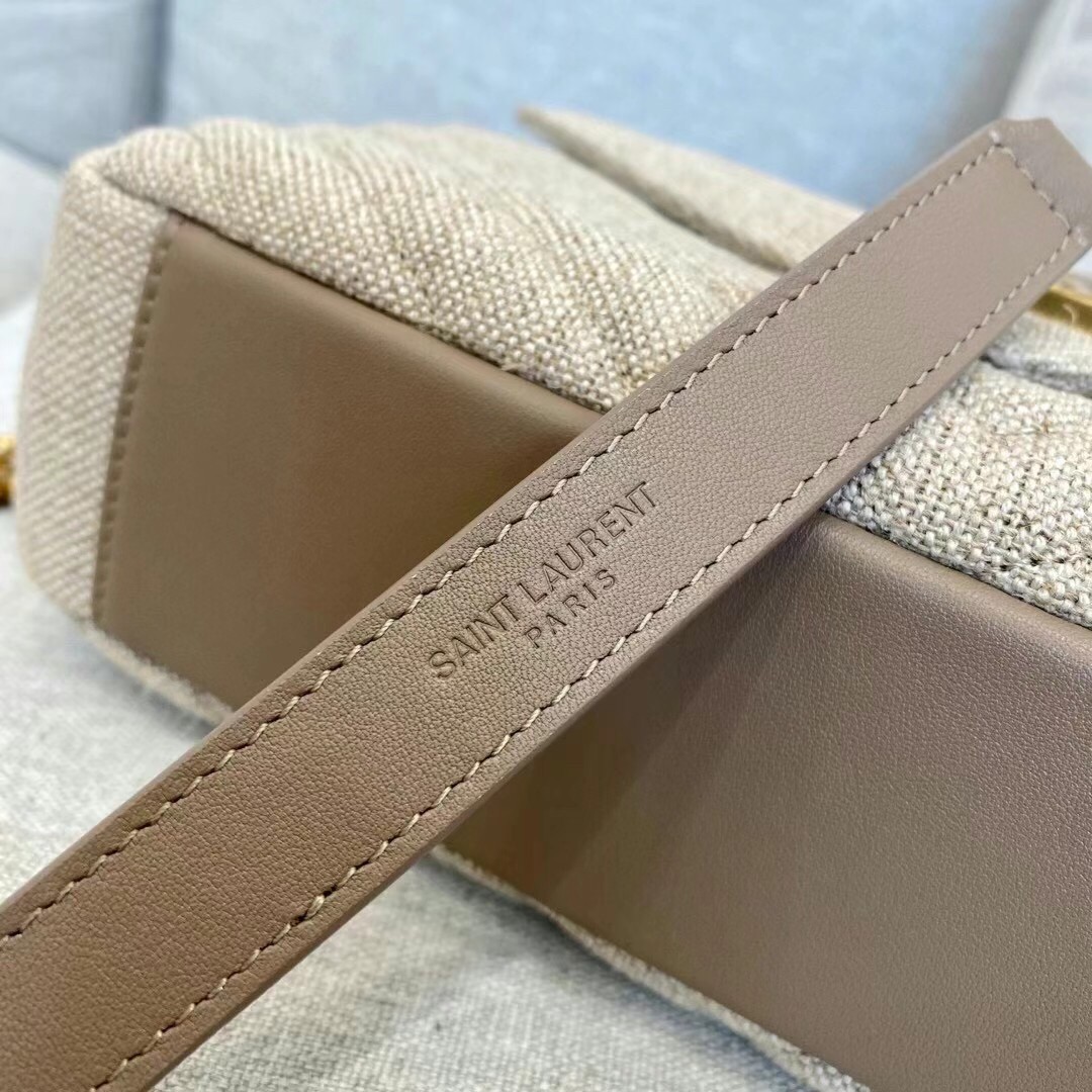Sa**t Lau*nt college medium bag in linen canvas