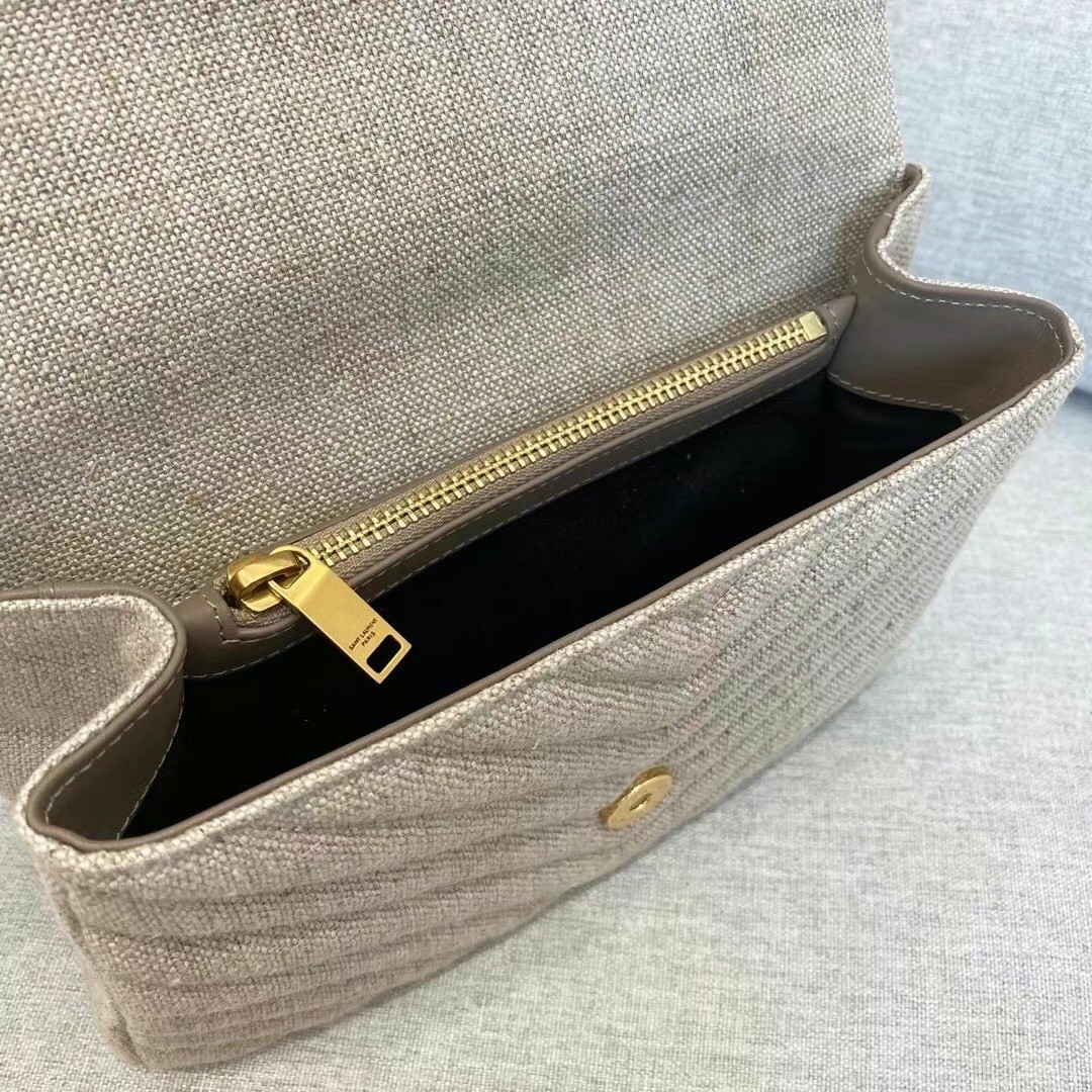 Sa**t Lau*nt college medium bag in linen canvas