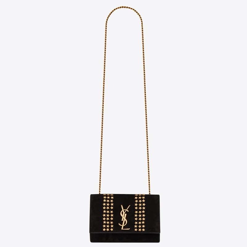 Sa**t Lau*nt kate small bag in black suede with star studs