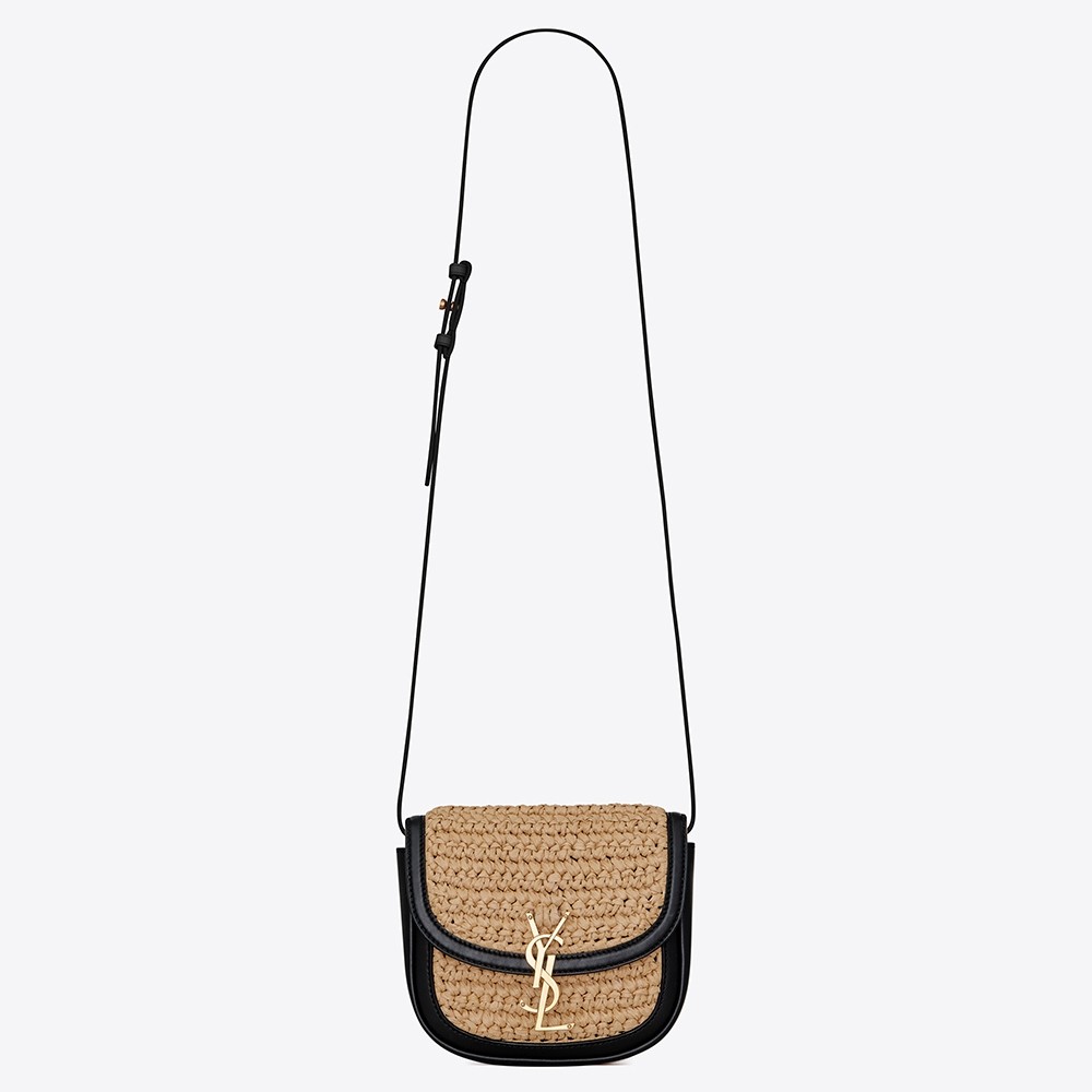 Sa**t Lau*nt kaia small bag in raffia and leather