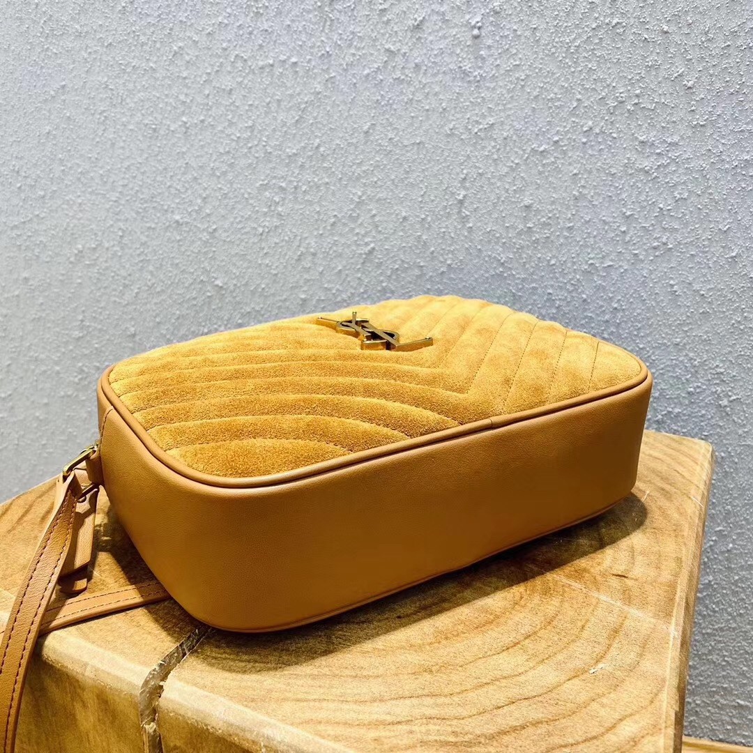 Sa**t Lau*nt lou camera bag in brown quilted suede