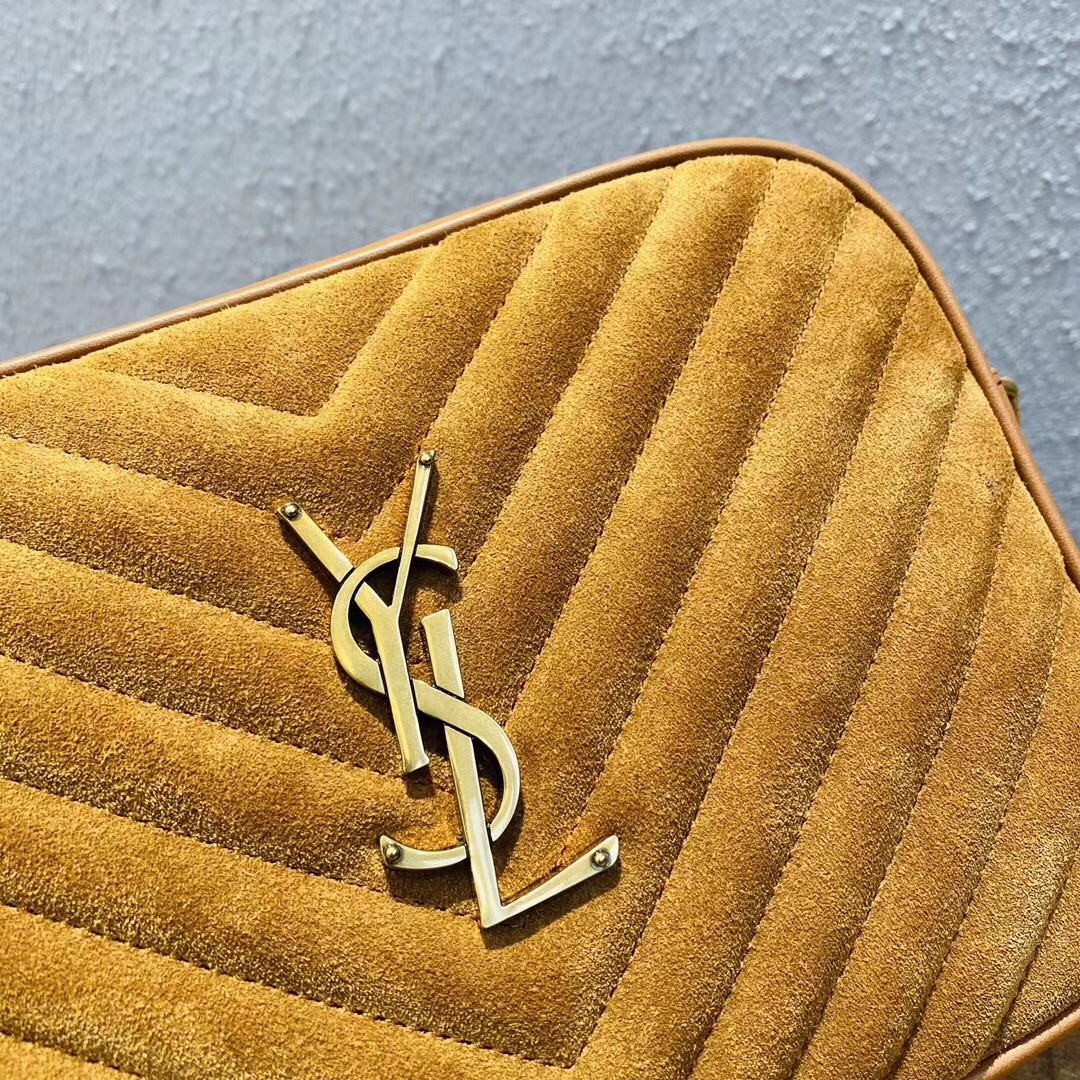 Sa**t Lau*nt lou camera bag in brown quilted suede