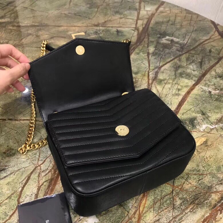 Sa**t Lau*nt small sulpice bag in black matelasse leather
