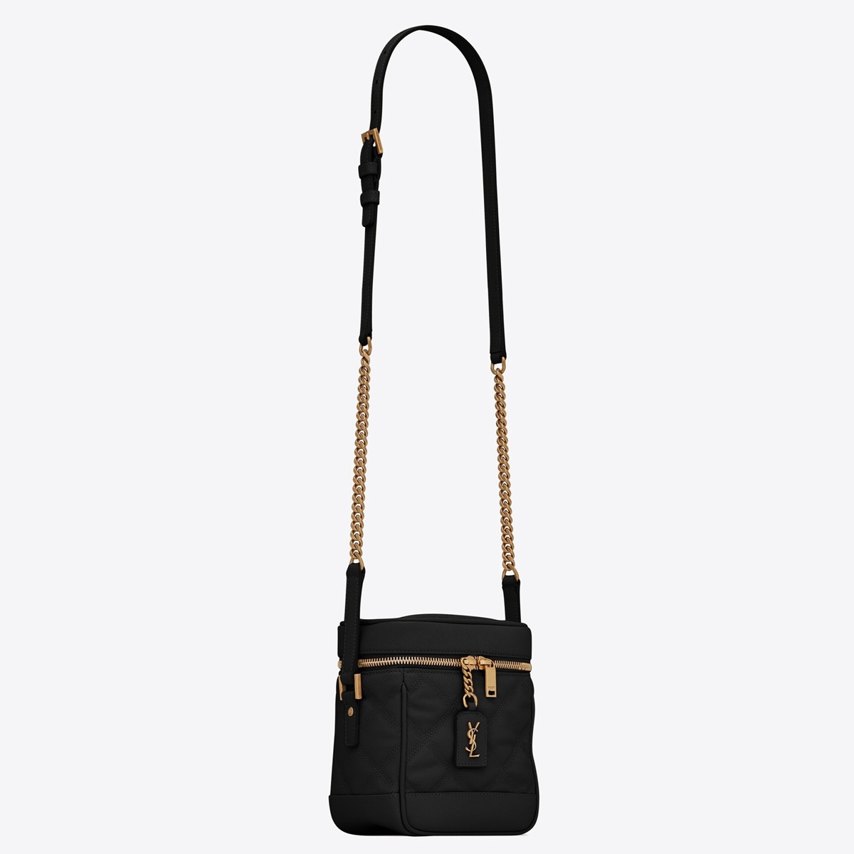 Sa**t Lau*nt 80''s vanity bag in black quilted grained leather
