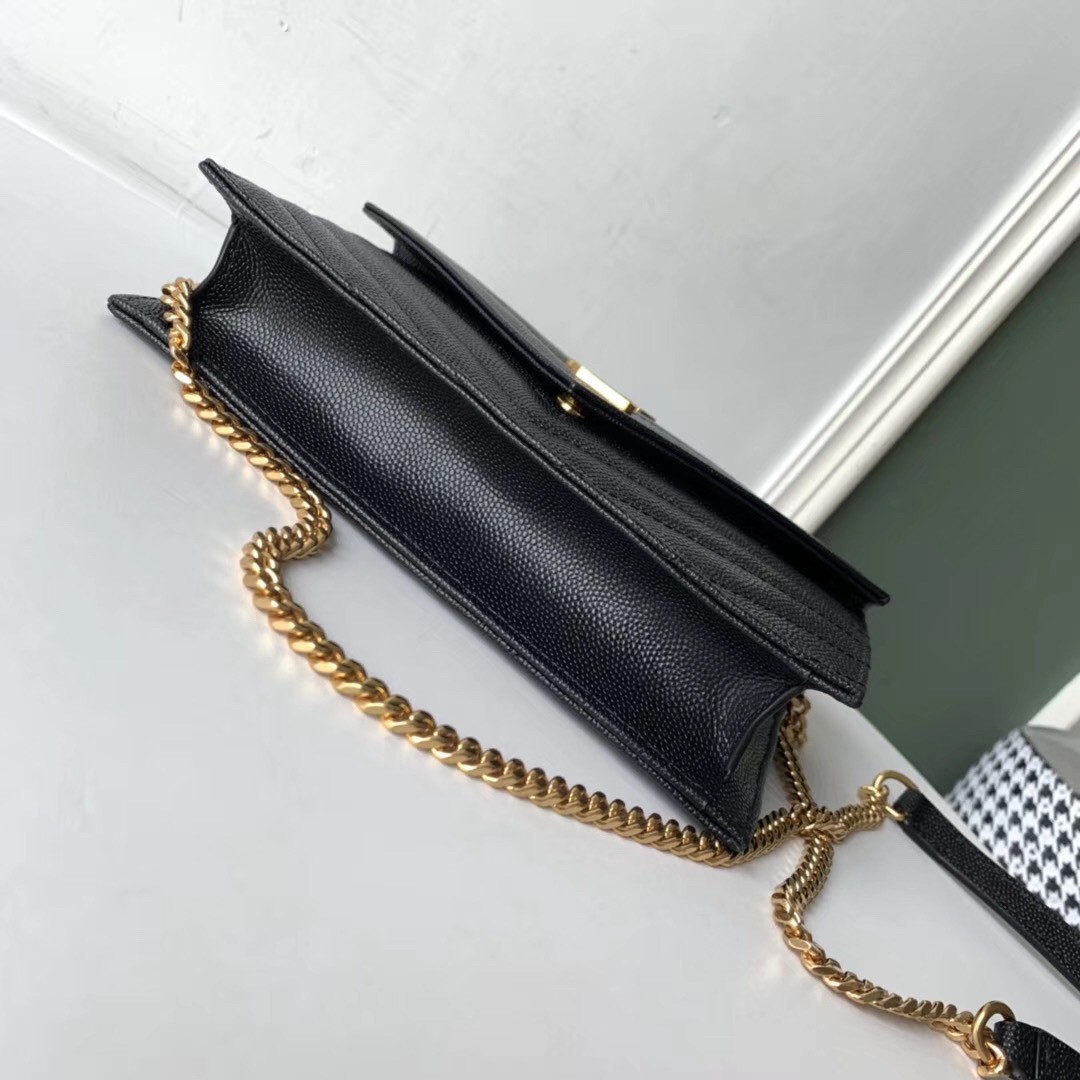Sa**t Lau*nt woc envelope chain wallet in black leather