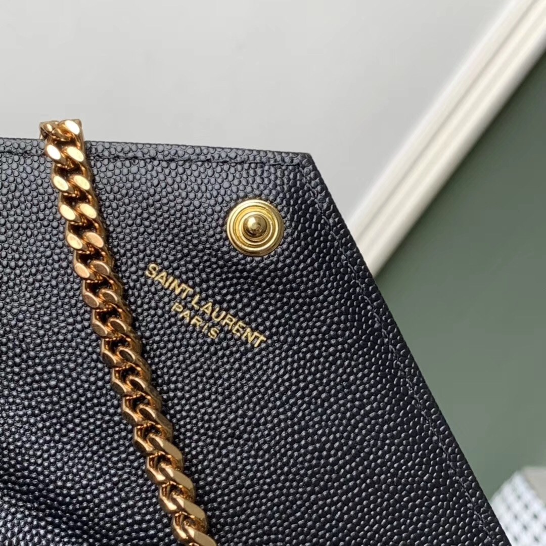 Sa**t Lau*nt woc envelope chain wallet in black leather