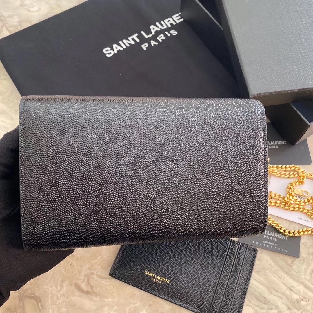 Sa**t Lau*nt woc uptown chain wallet in black leather